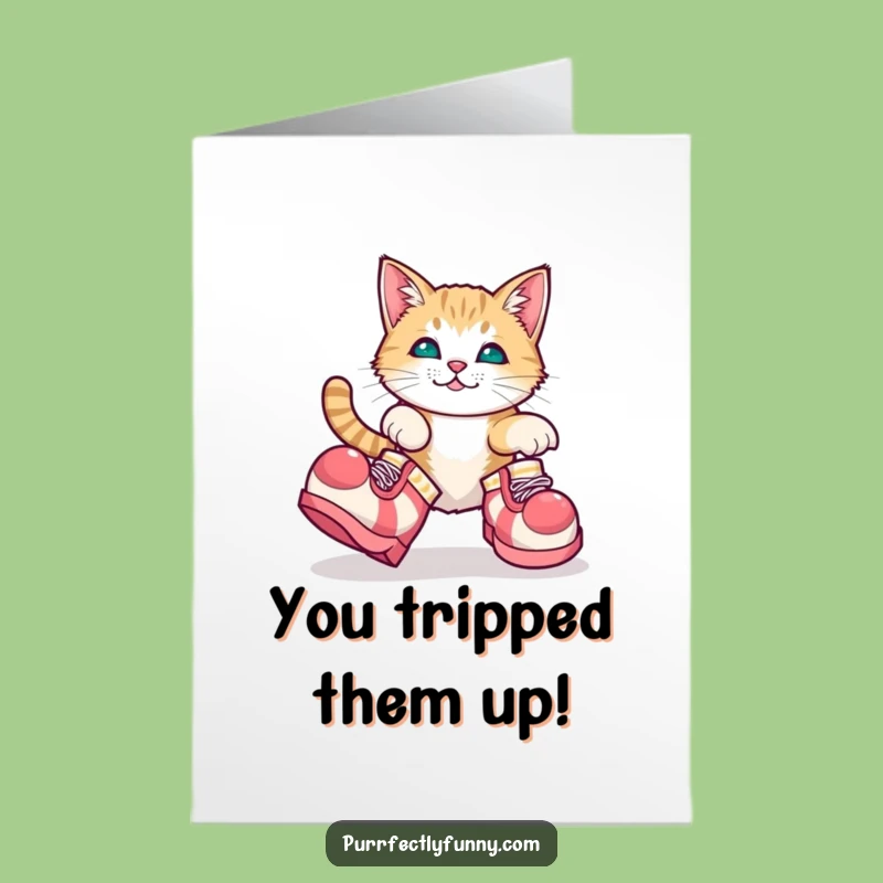 Free Printable Congratulations Card: Clown Cat Trip Funny Downloadable Gift