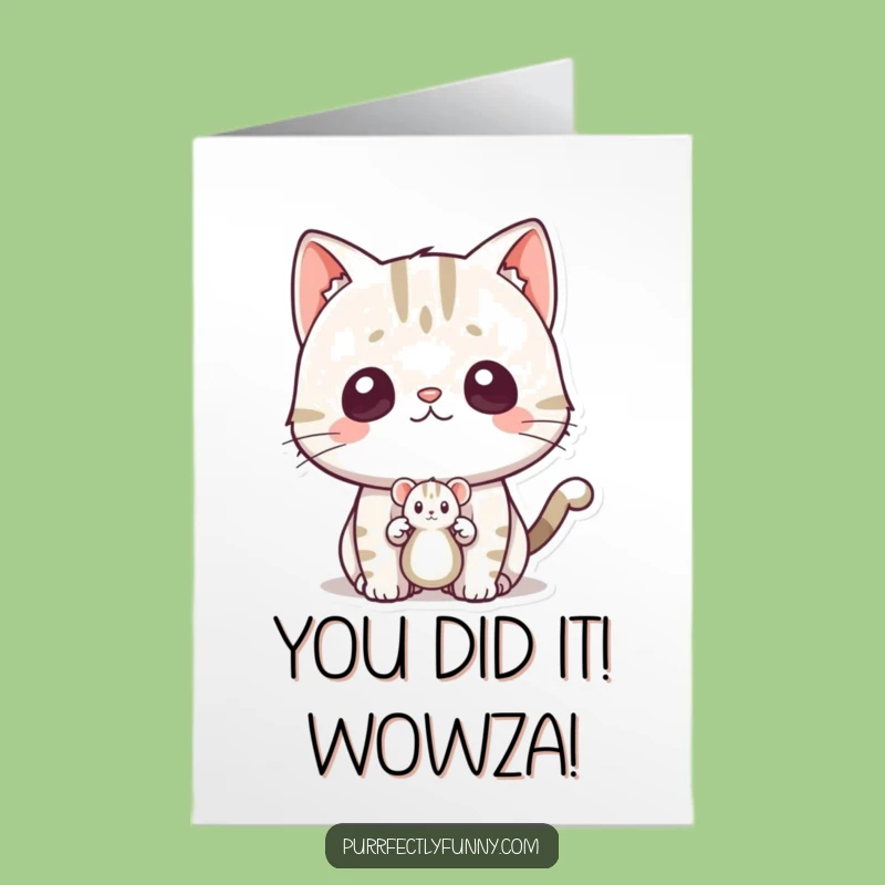 Free Printable Congratulations Card: Shocked Cat - Funny Surprise Downloadable Gift