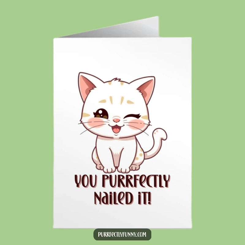Free Printable Congratulations Card: Winking Cat Success - Downloadable Funny Gift
