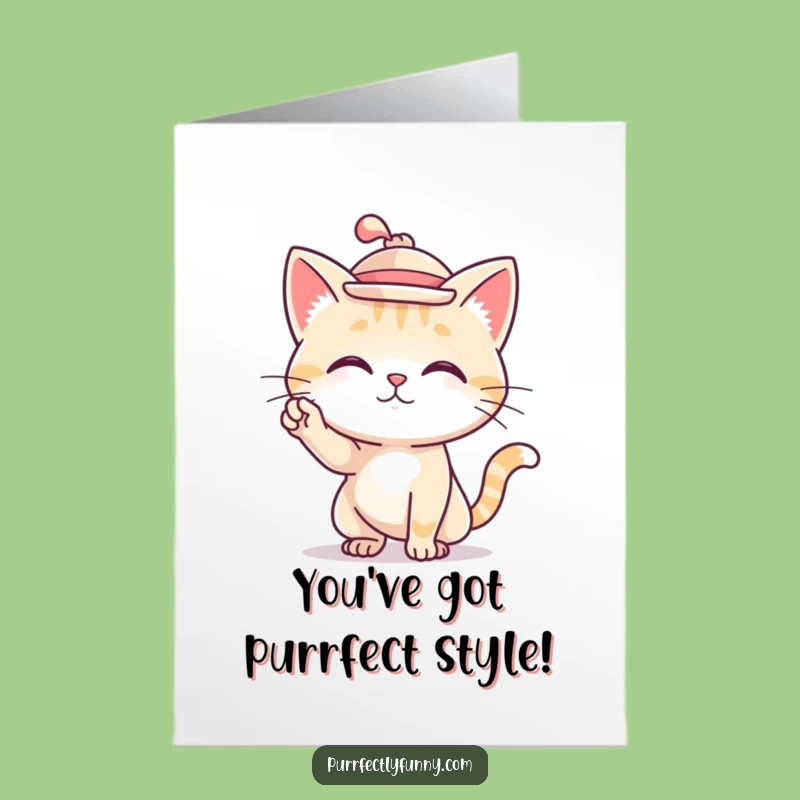 Free Printable Congrats Card: Dapper Cat, Elegant Downloadable Celebration!