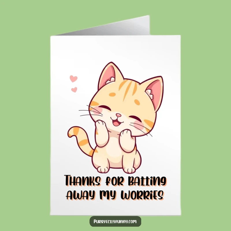 Free Printable Thank You Card: Amusing Cat Batting Whisker, Funny Downloadable Note