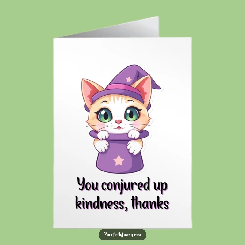 Free Printable Thank You Card: Cat's Magic Hat Wonder, Sweet Downloadable Gift