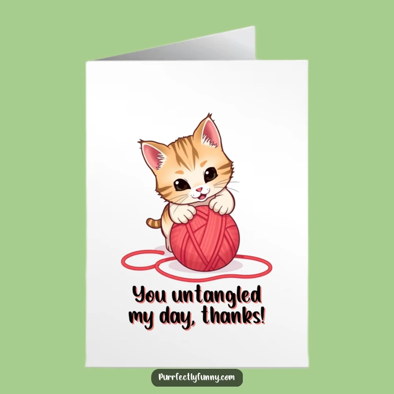 Free Printable Thank You Card: Cat's Yarn Antics, Sweet Downloadable Gift