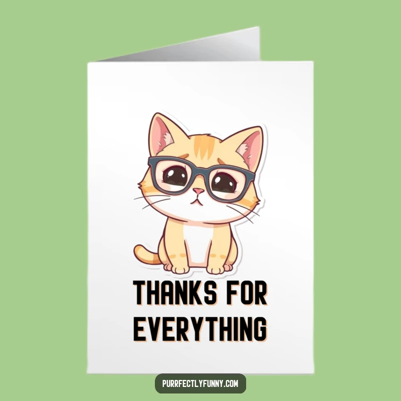 Free Printable Thank You Card: Confused Cat's Gratitude, Downloadable Puzzlement