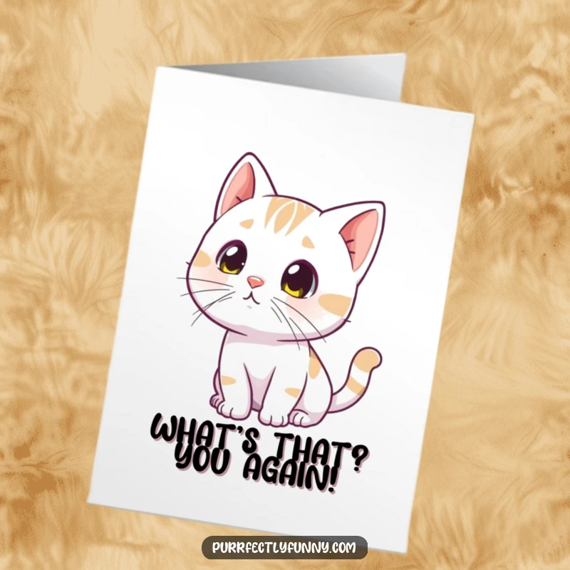 Funny Free Printable Thank You Card: A cat’s head tilted curiously, whiskers twitching slightly at an unseen point.