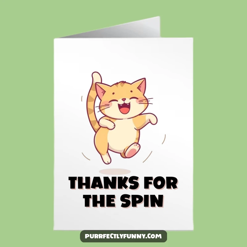 Free Printable Thank You Card: Dizzy Cat Tail Chase Funny Downloadable Gift