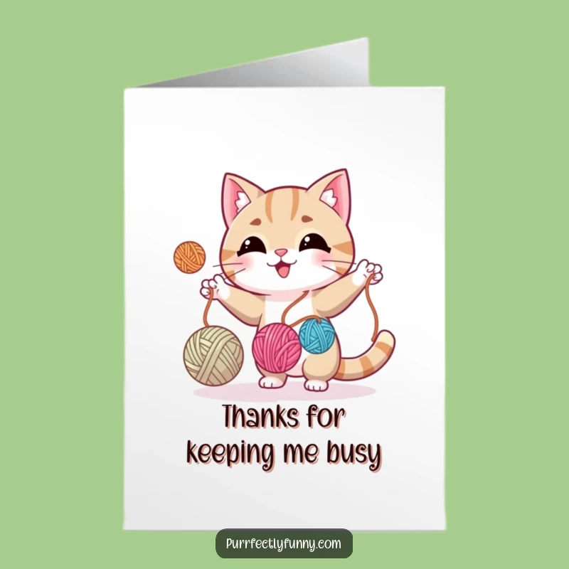 Free Printable Thank You Card: Juggling Cat, Humorous Downloadable & Print at Home Gratitude