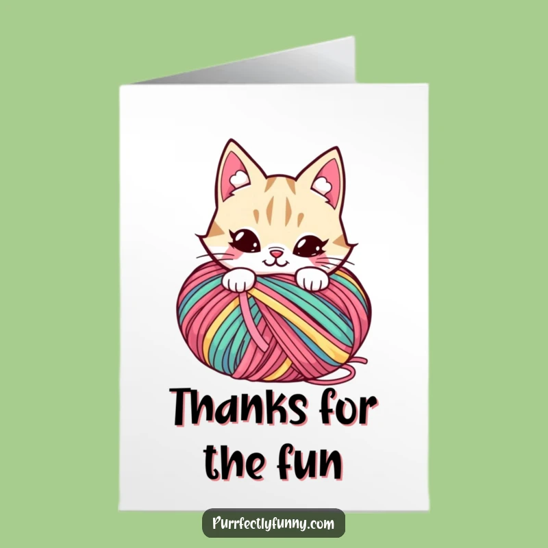 Free Printable Thank You Card: Mischievous Yarn Cat Humor, Downloadable Gift