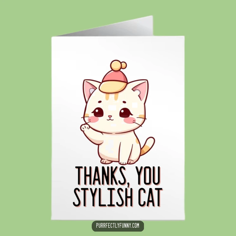 Free Printable Thank You Card: Polite Cat Tippy Hat, Downloadable Gratitude