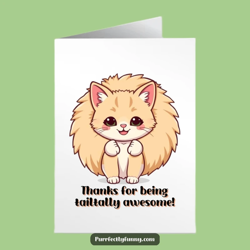 Free Printable Thank You Card: Smiling Cat Tail for Gratitude