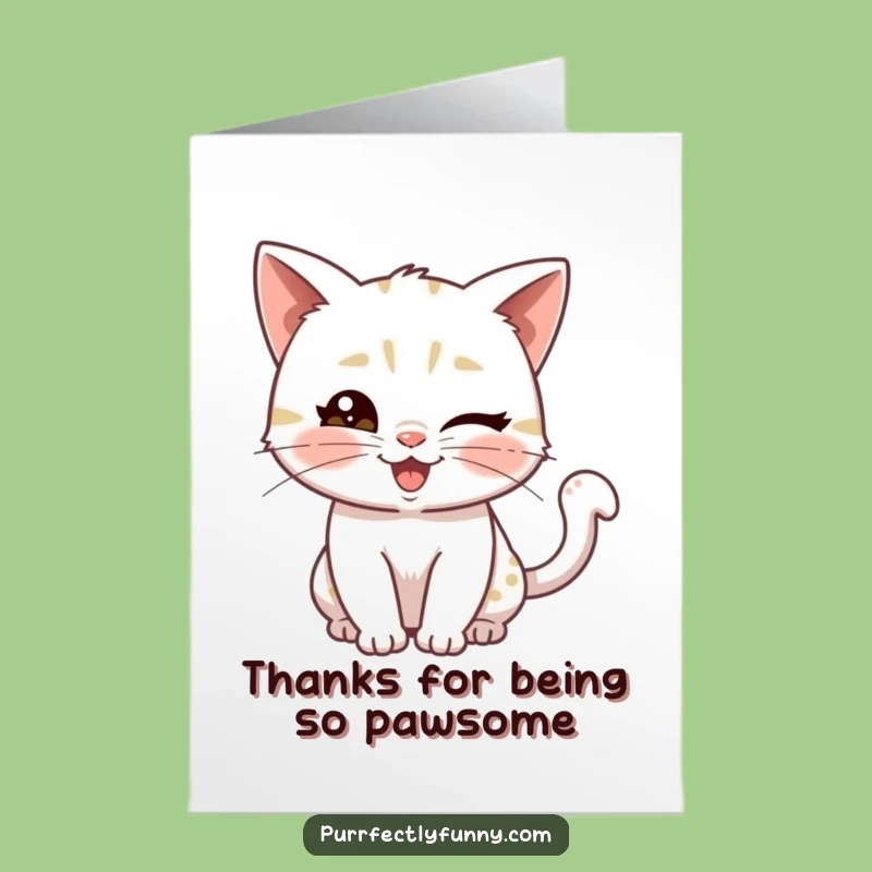 Free Printable Thank You Card: Winking Cat Thanks - Downloadable Quirky Gift