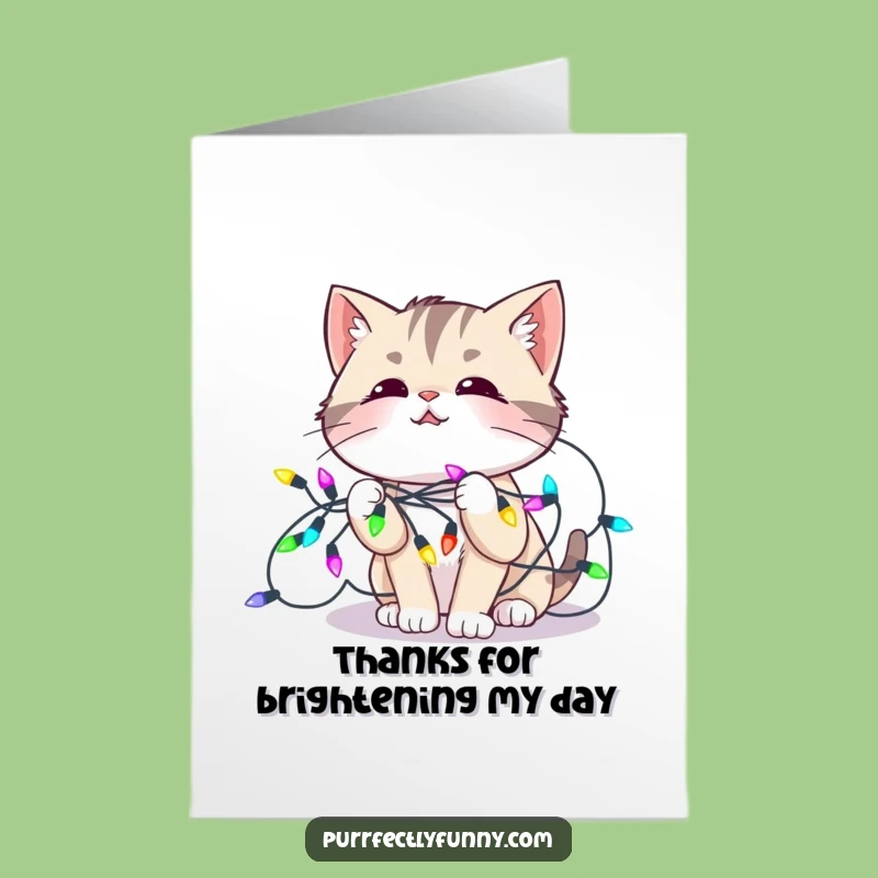 Free Printable Thank You Card: Lights Tangled Cat Thanks, Sweet Downloadable Gift