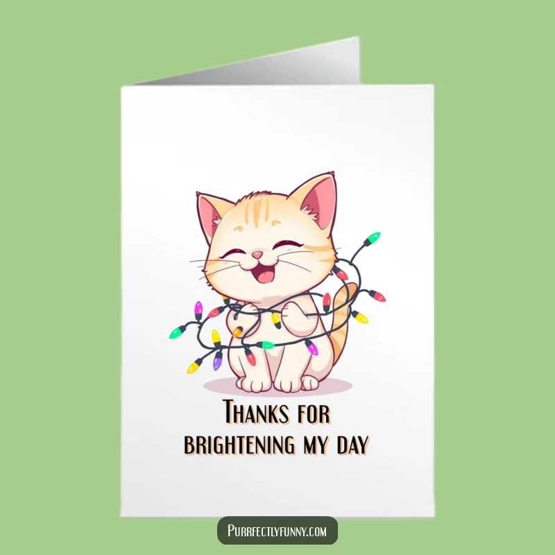 Free Printable Thank You Card: Delighted Cat Lights, Funny Downloadable Gift