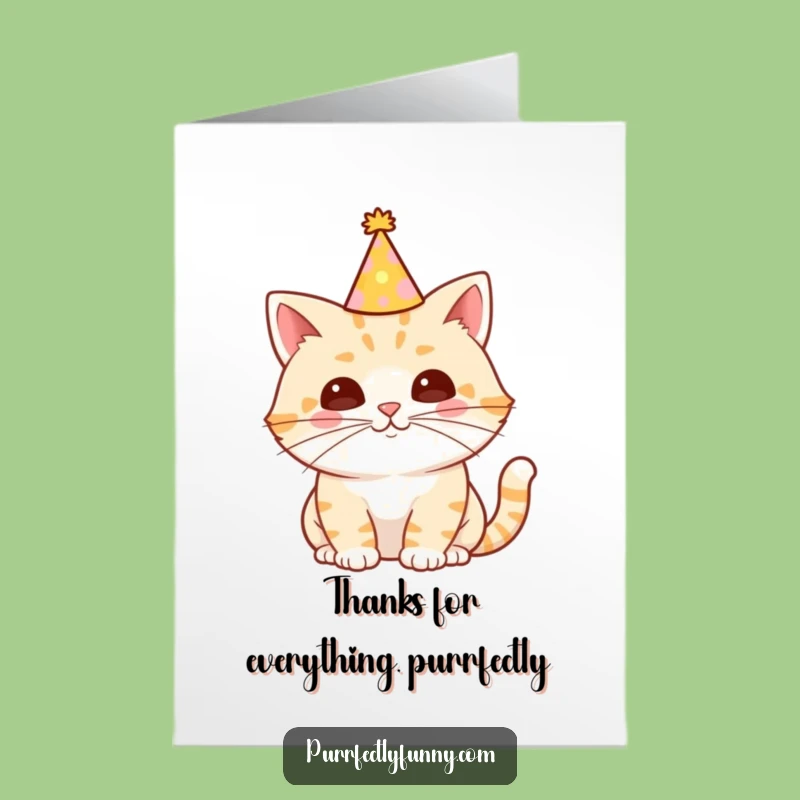 Free Printable Thank You Card: Funny Cat Celebration Whisker - Downloadable Gift