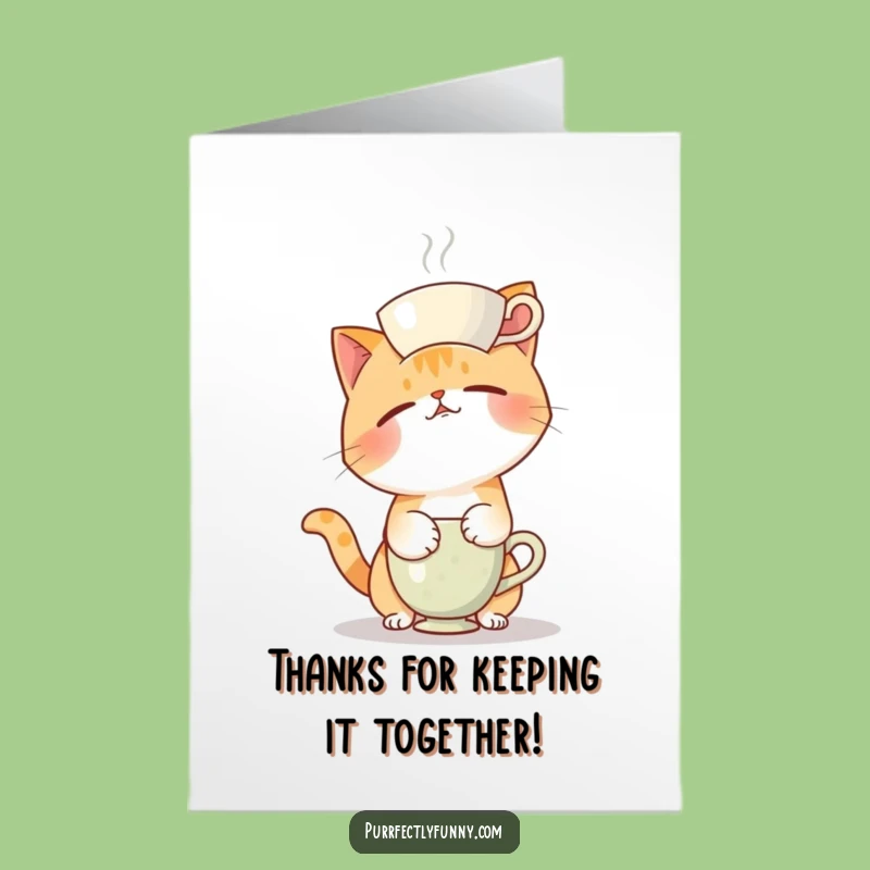 Free Printable Thank You Card: Teacup Cat Tumble - Funny Downloadable Gratitude