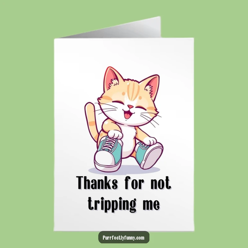Free Printable Thank You Card: Clumsy Cat Big Shoes Funny DIY