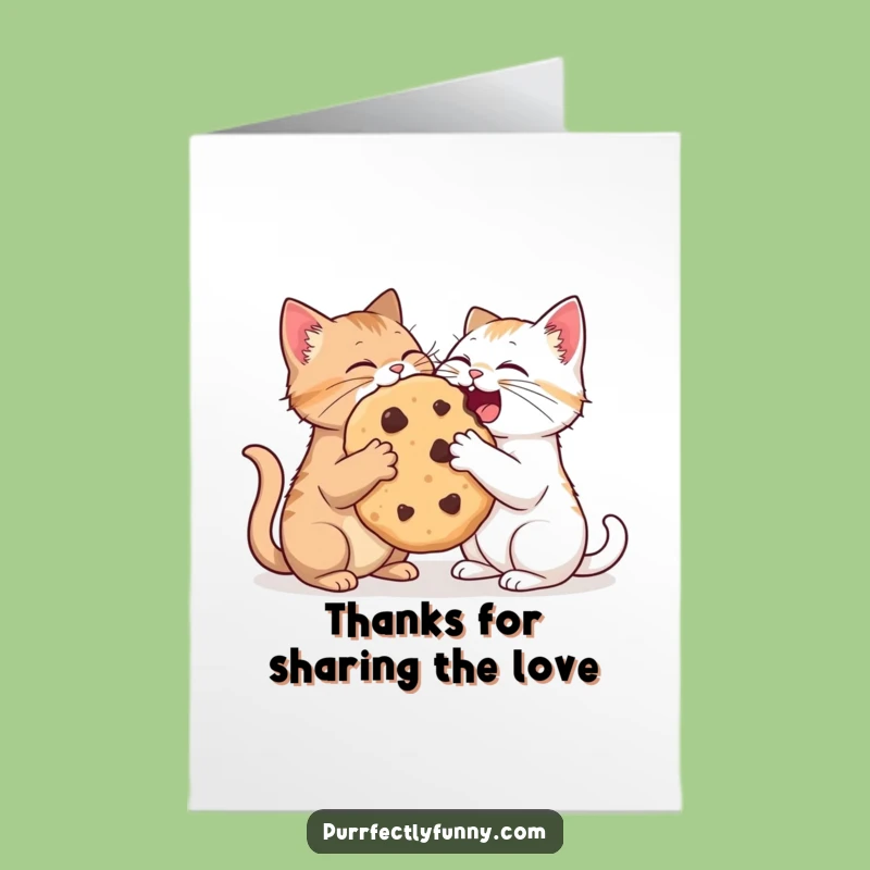 Free Printable Thank You Card: Cats Cookie Sharing Funny Downloadable