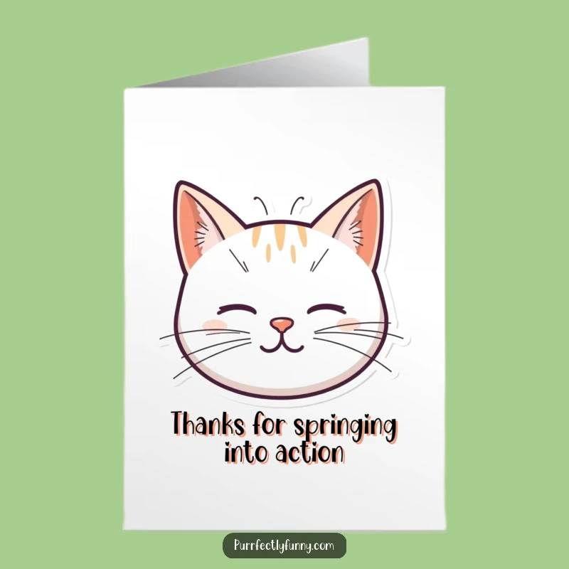 Free Printable Thank You Card: Springy Whisker Cat, Funny Downloadable Note