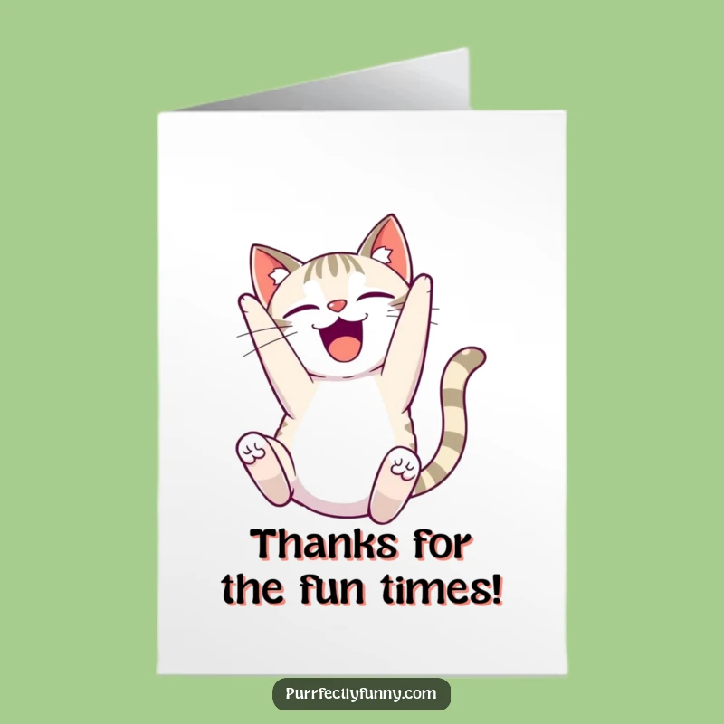 Free Printable Thank You Card: Happy Cat Somersault, Funny Downloadable Gift