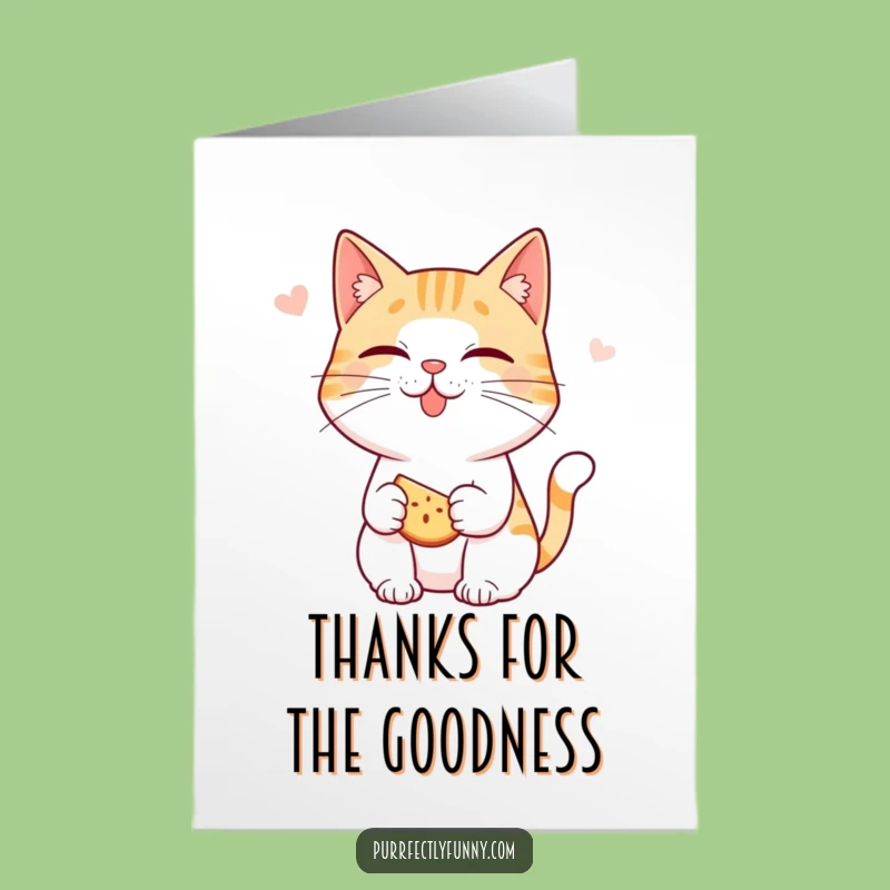 Free Printable Thank You Card: Cat Snack Anticipation Funny Downloadable Gift