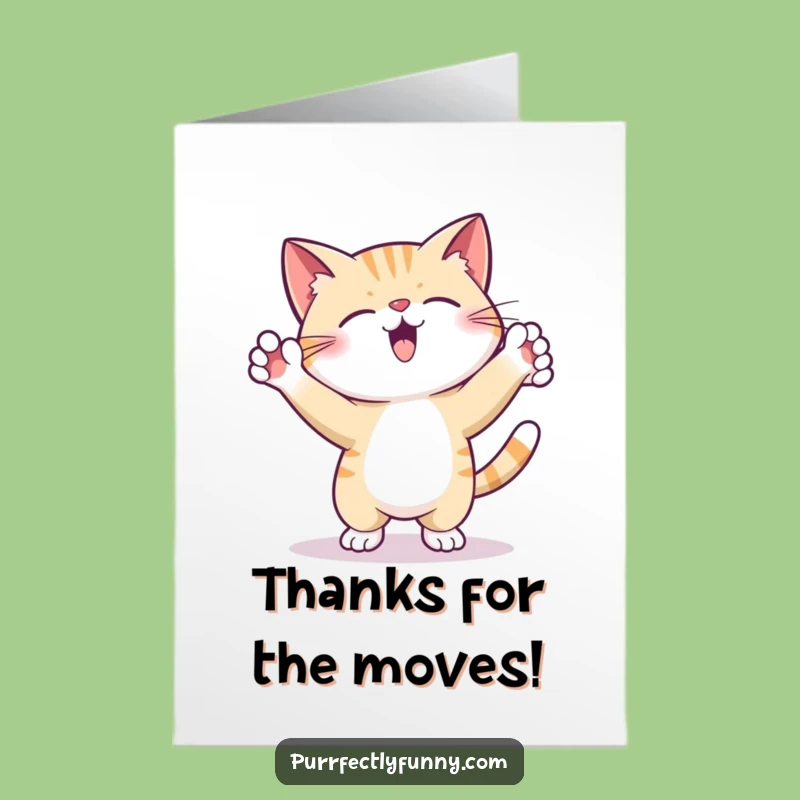 Free Printable Thank You Card: Dancing Cat - Express Gratitude Playfully