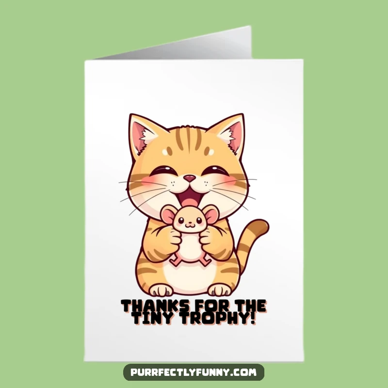 Free Printable Thank You Card: Cat's Prize Mouse, Humorous Downloadable Appreciation!