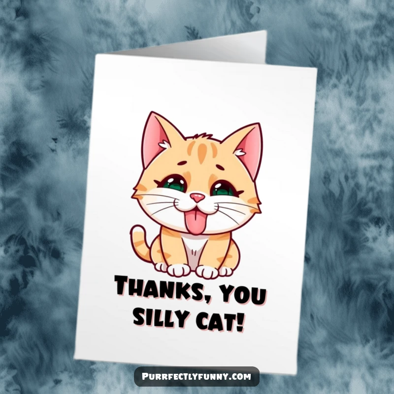 Funny Free Printable Thank You Card: A Cat Making a Comical Face with Its Tongue Out