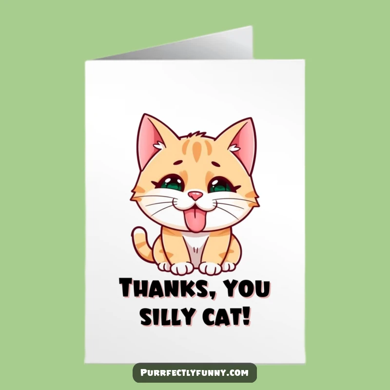 Free Printable Thank You Card: Cat's Funny Face Says Thanks with a Smile