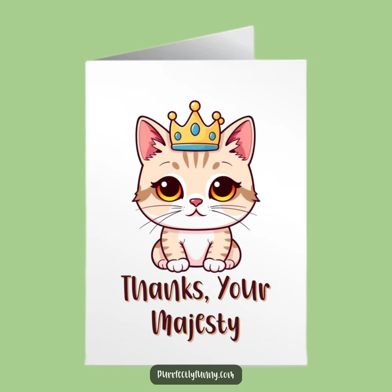 Free Printable Thank You Card: Proud Crowned Cat Funny Downloadable Gift