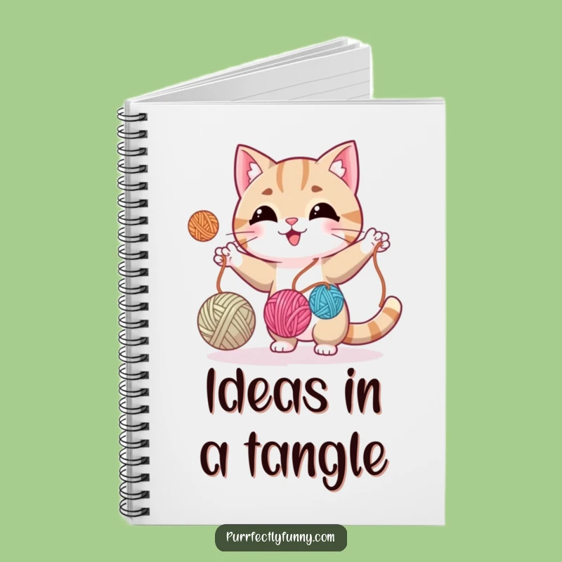 Funny Cat Juggling Yarn Notebook - Creative Journal for Yarn Lovers & Cat Fans