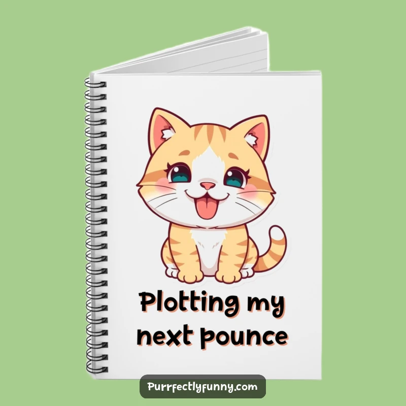 Funny Cat Pouncing Notebook - Tongue Out Notes & Ideas!