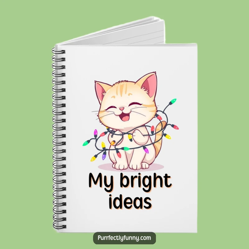 Funny Delighted Cat Lights Notebook: Festive Journal, Hilarious Holiday Gift