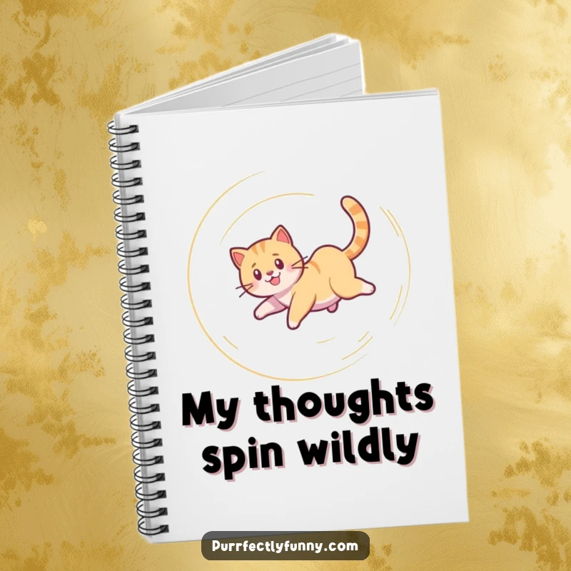 Funny Cat Notebook: A lined notebook with a funny drawing of a cat spinning in a dizzy spiral chasing its tail.