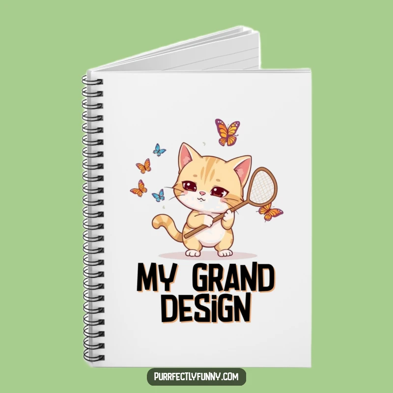 Funny Goofy Cat Butterfly Hunter Notebook: Hilarious Journal for Pet Lovers