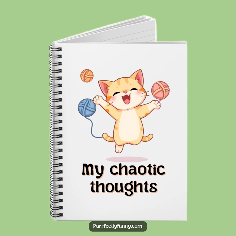 Funny Juggling Cat Notebook - Yarn Ball Journal, Perfect Gift