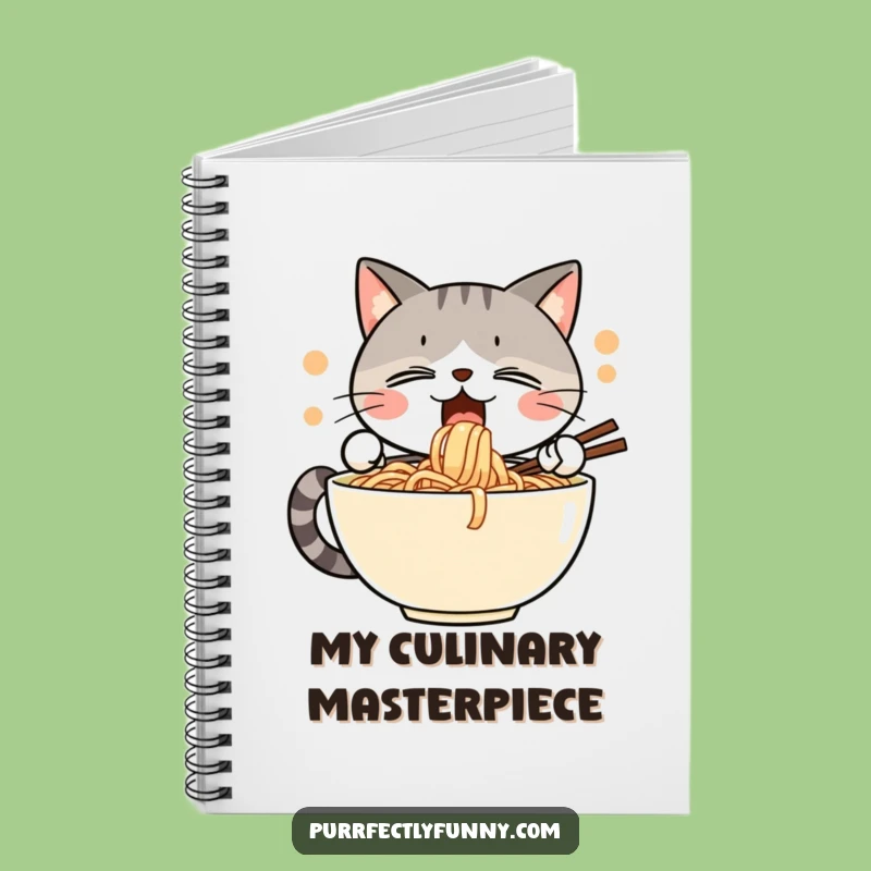 Funny Noodle Cat Slurp Notebook: Jot Down Thoughts with Enthusiastic Feline Feast