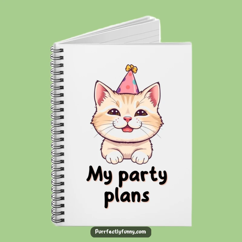 Funny Party Cat Notebook - Tilted Hat Journal, Perfect Gift