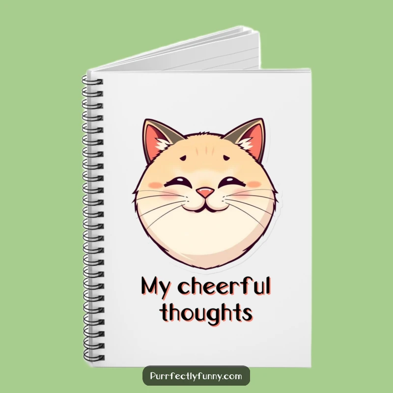 Funny Smiling Cat Face Notebook - Journal Your Happy Thoughts