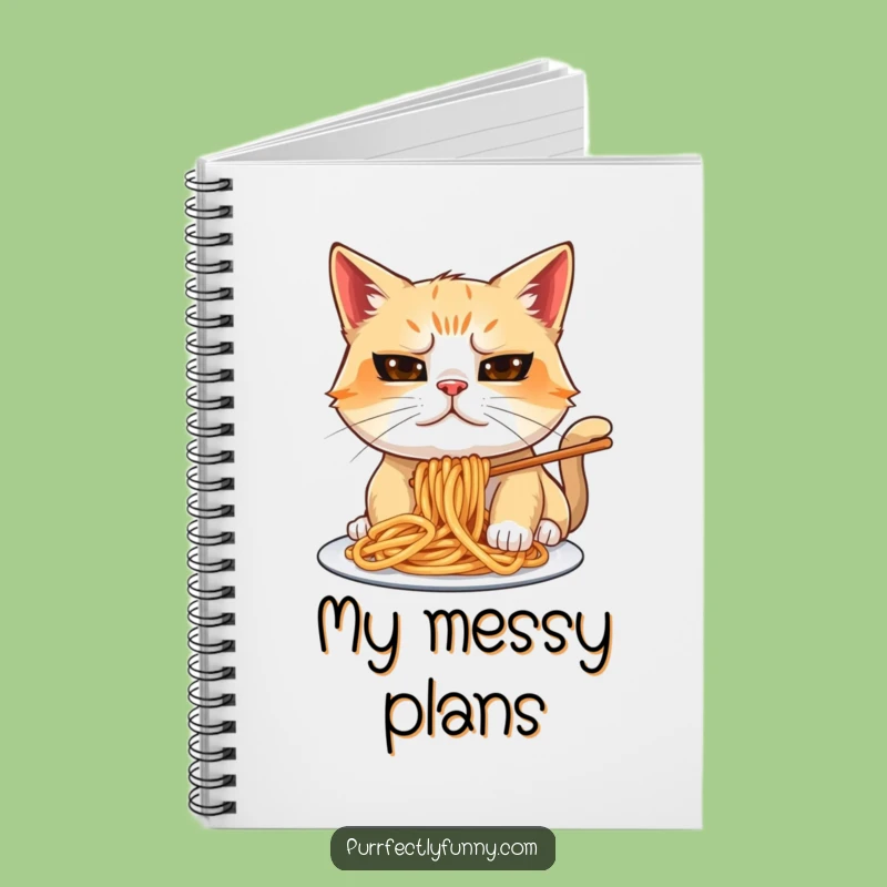 Funny Spaghetti Cat Notebook: Hilarious Messy Feline Journal for Foodie Notes