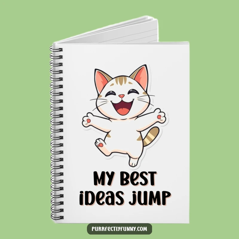 Funny Cat Leap Notebook - Capture Ideas with Feline Enthusiasm & Joy