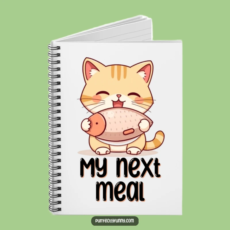 Funny Cat Bib Fish Treat Notebook - Jot Down Notes with Feline Humor