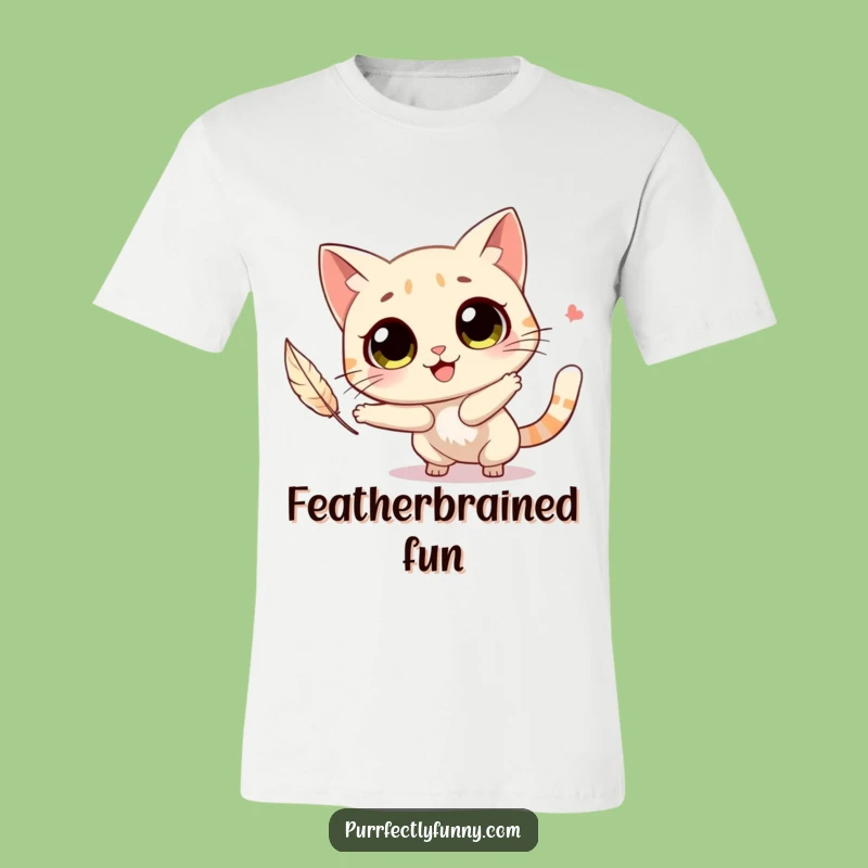Funny Joyful Cat Feather Chase T-Shirt Playful Feline Funny Gift