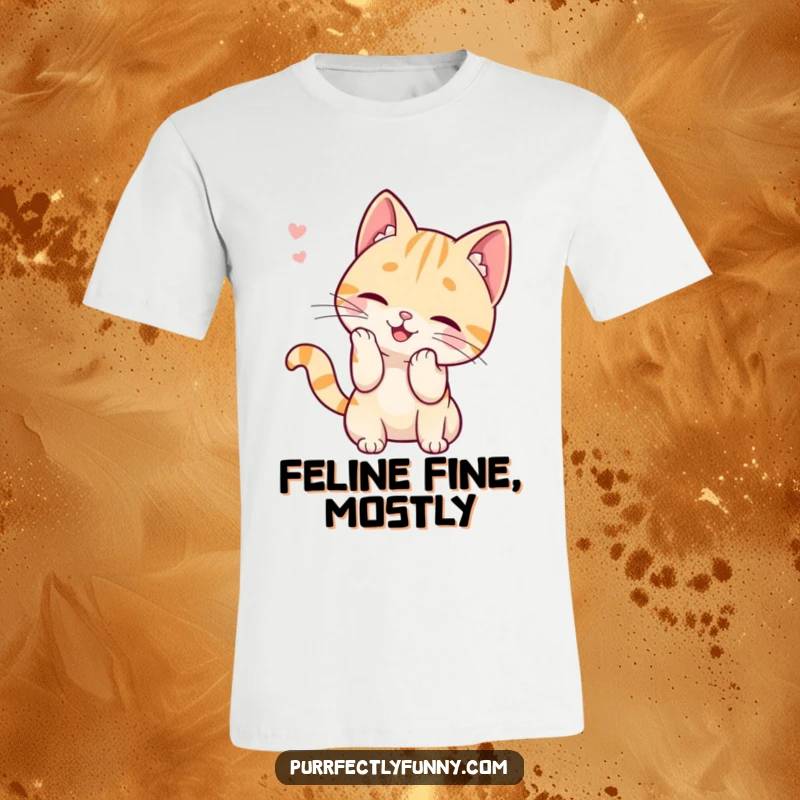 Funny t-shirt featuring a whimsical cat character gleefully batting at a drifting whisker, capturing a moment of pure, silly joy.
