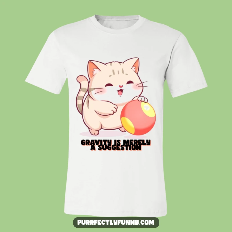 Funny Cat Ball Chase T-Shirt: A Plump Kitten's Energetic Attempt at Playful Fun Gift