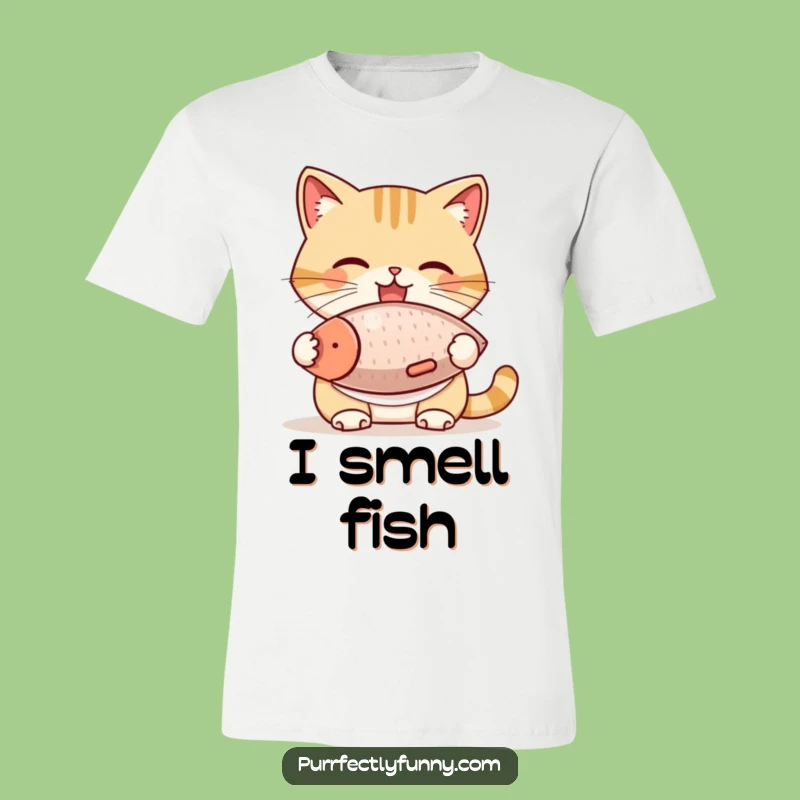 Funny Cat Bib Fish Treat T-Shirt - Whimsical & Comical Pet Apparel