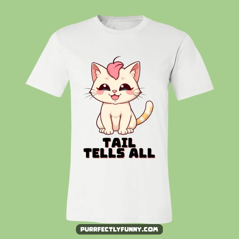 Funny Cat Grin T-Shirt: Silly Feline Face with Fanned Tail, Humorous Gift