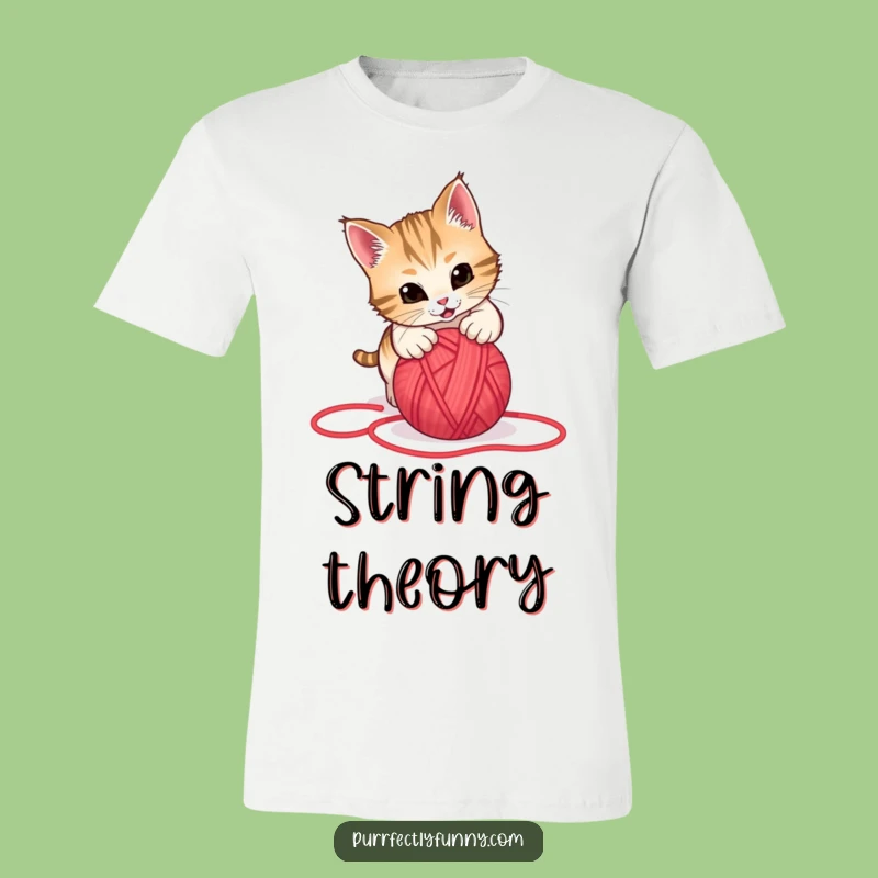 Funny Cat Pouncing Yarn T-Shirt: Hilarious Pet Lover Apparel Gift