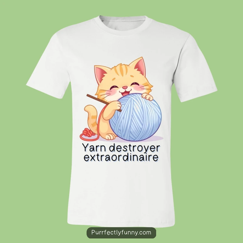 Funny Playful Cat T-Shirt: Giant Yarn Ball Fun for a Perfect Gift