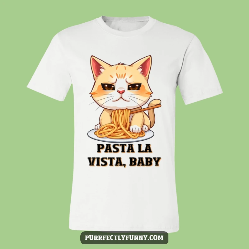 Funny Spaghetti Cat T-Shirt: Hilarious Messy Feline Dinner Apparel for Fun