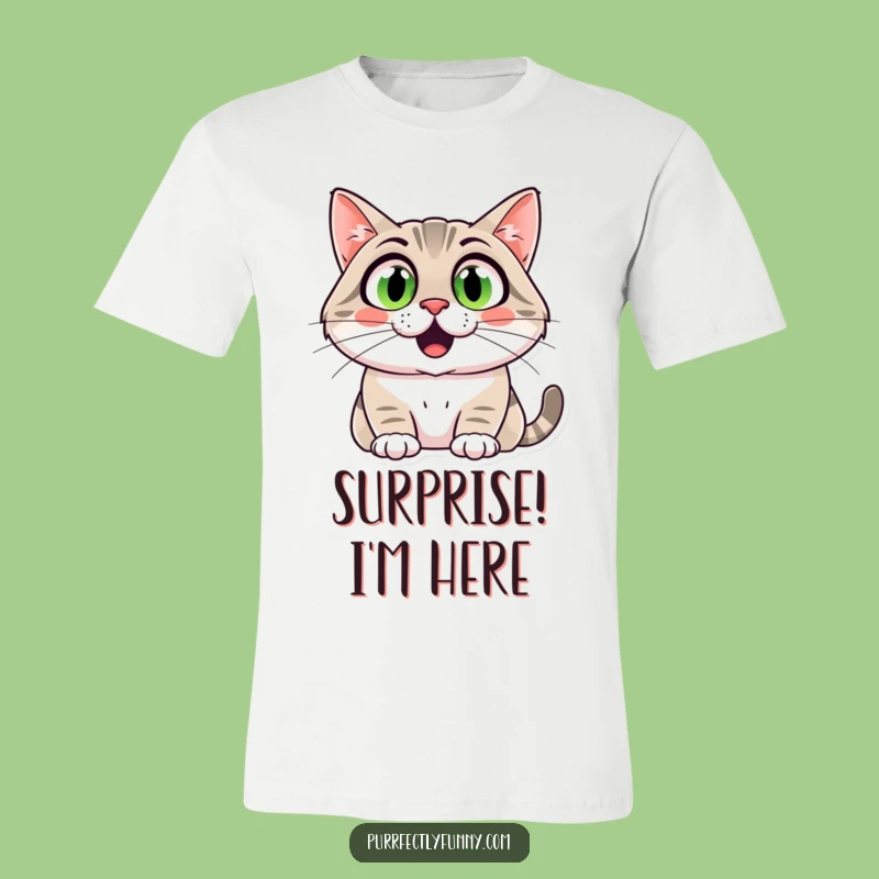Funny Surprised Cat T-Shirt: Hilarious Wide-Eyed Kitty Apparel for Laugh-Out-Loud Moments